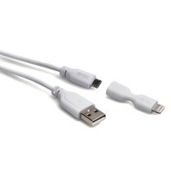 G&BL Kabel do ładowania i transeru danych, USB- Micro USB+ adapter Lightning, 1m, biały, blister