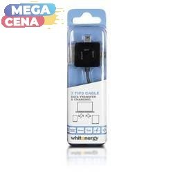 Whitenergy Kabel do przesyłu danych 3w1: Micro USB, Mini USB, iPhone4, 100cm, czarny